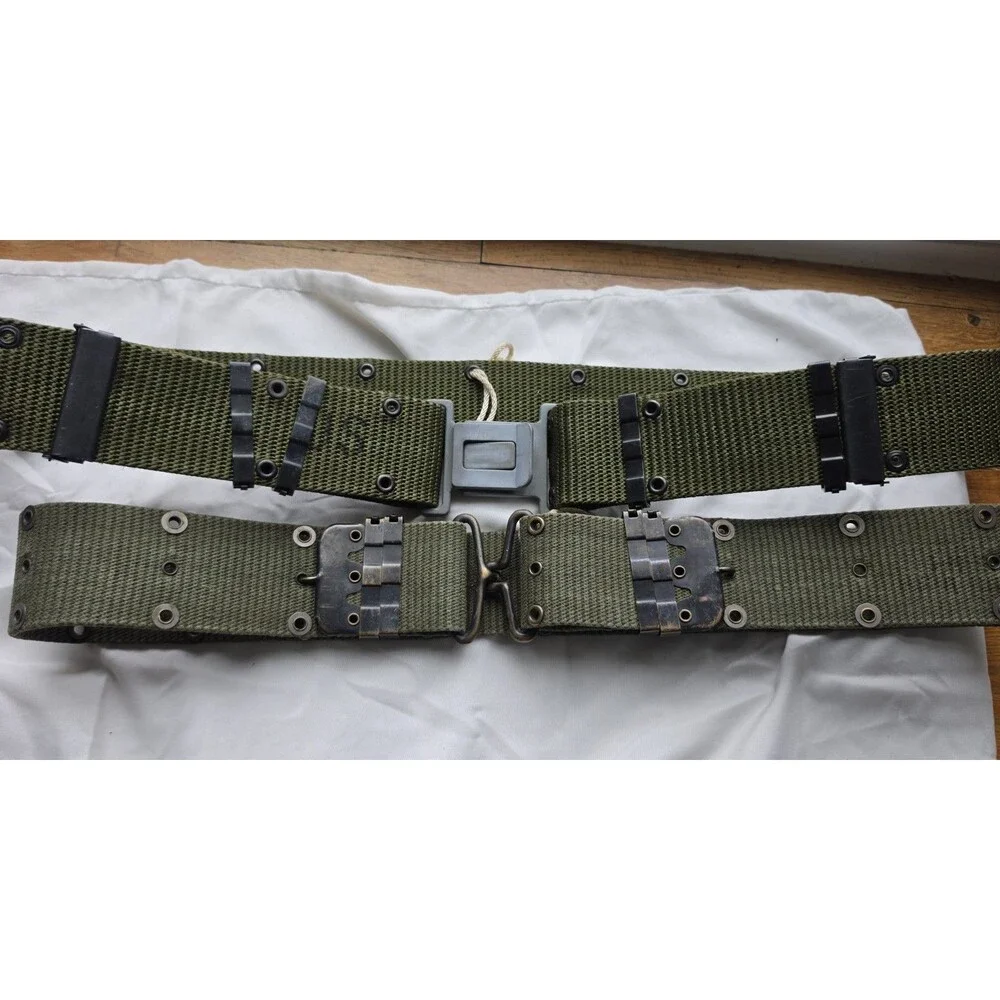 Lot of 2 U.S. Military Web Belts LC-2 ALICE & Vietnam Era Style OD Green Large